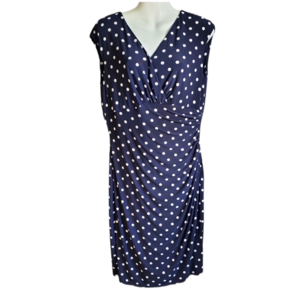 LAUREN RALPH LAUREN polka dot stretch dress 14